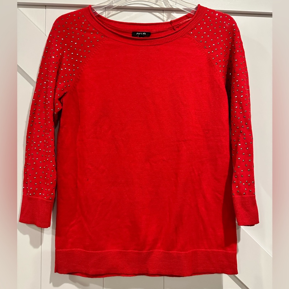 Perfect for the holidays: Red sparkle sleeve sweater
